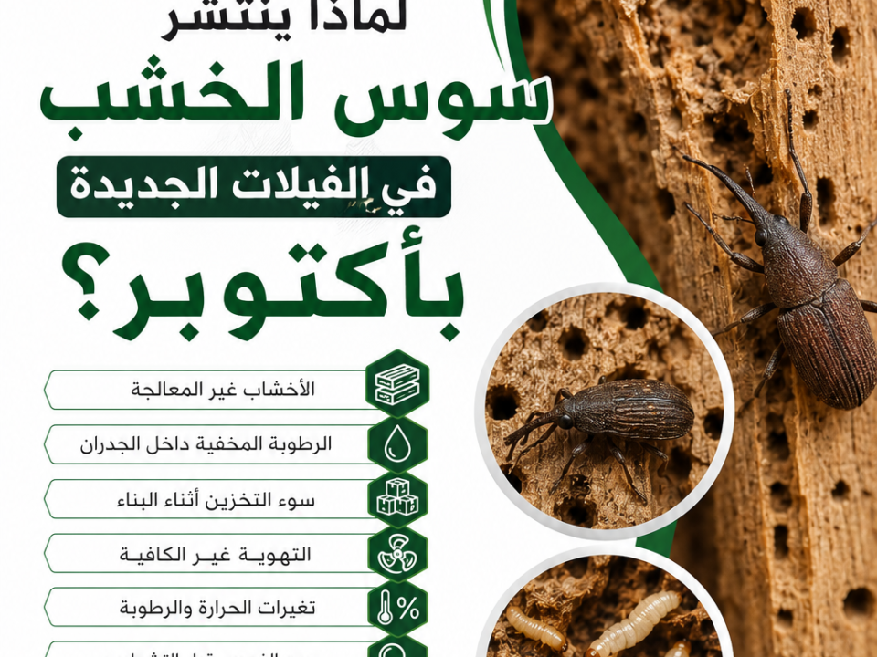 لماذا ينتشر سوس الخشب في الفيلات الجديدة بأكتوبر؟