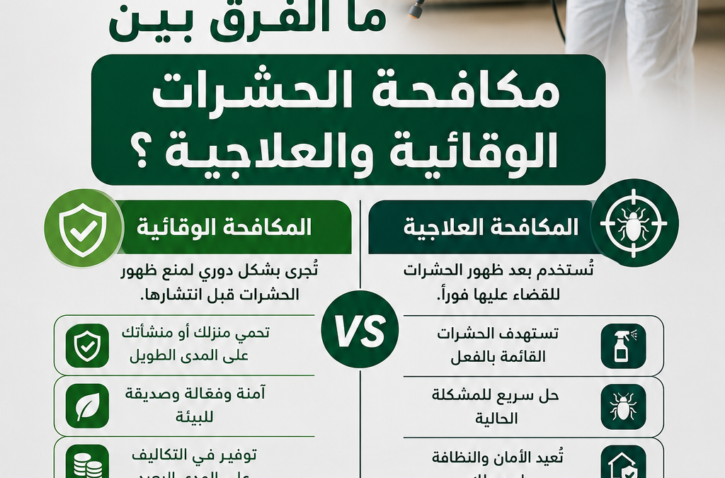 ما الفرق بين مكافحة الحشرات الوقائية والعلاجية؟